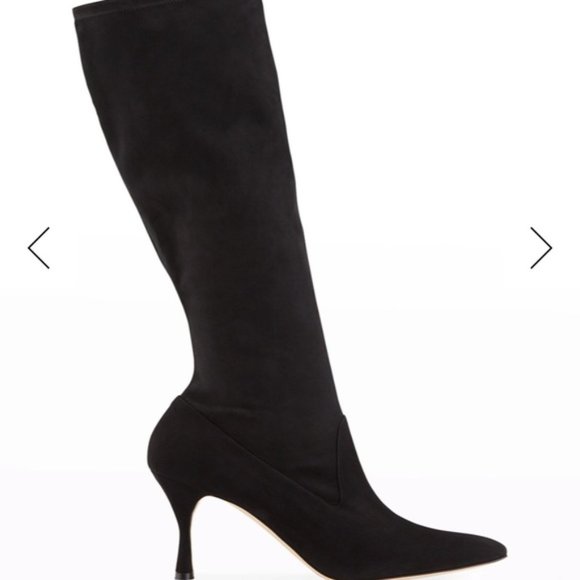 Manolo Blahnik Black Suede Sock Boots - Picture 2 of 16